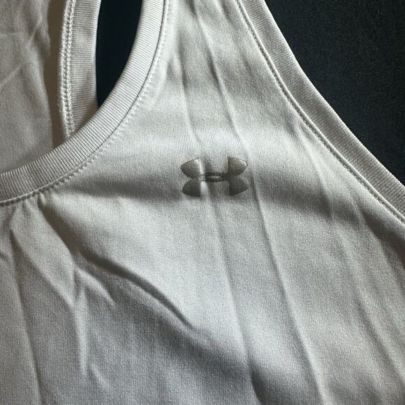 Under Armour Heat Gear / White Sleeveless Racerback Athletic Tank Top / Size M - Picture 2 of 6